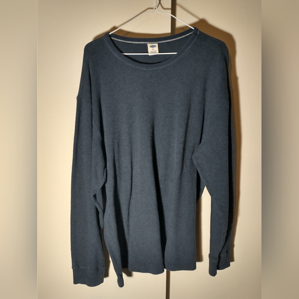 Old Navy (RN# 54023) Dark Grey / Navy Long-Sleeved Waffle Knit Shirt - Size 2XL